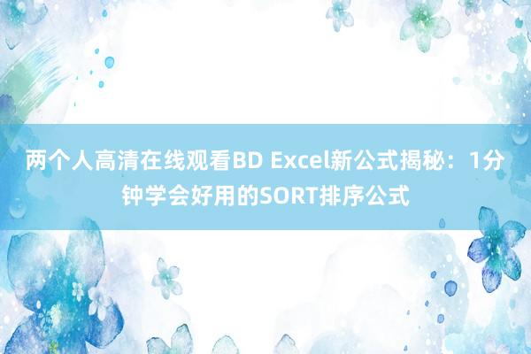 两个人高清在线观看BD Excel新公式揭秘：1分钟学会好用的SORT排序公式